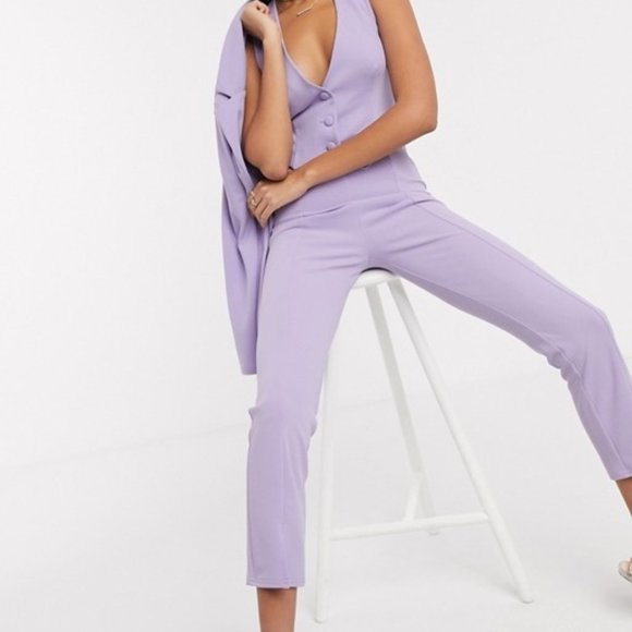 ASOS DESIGN Jersey Slim Fit Suit Pants Lilac US 2 - Picture 5 of 5